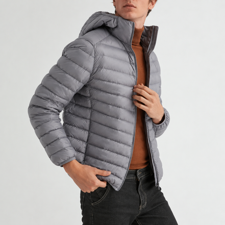 Orvane™ Men's Lightweight Down Jacket – Hooded Winter Puffer Coat