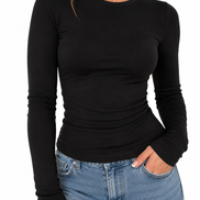 Orvane™ Women’s Soft Long Sleeve Slim Fit Top – Lightweight Crew Neck T-Shirt