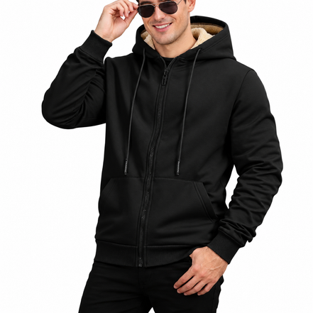 Orvane™ Men’s Fleece Lined Zip Up Hoodie – Warm Winter Hooded Jacket Sweatshirt