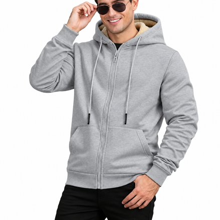 Orvane™ Men’s Fleece Lined Zip Up Hoodie – Warm Winter Hooded Jacket Sweatshirt