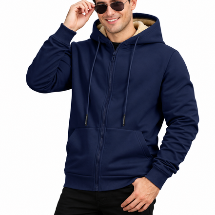 Orvane™ Men’s Fleece Lined Zip Up Hoodie – Warm Winter Hooded Jacket Sweatshirt