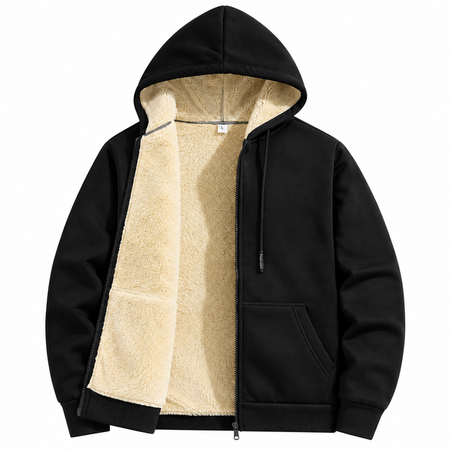 Orvane™ Men’s Fleece Lined Zip Up Hoodie – Warm Winter Hooded Jacket Sweatshirt