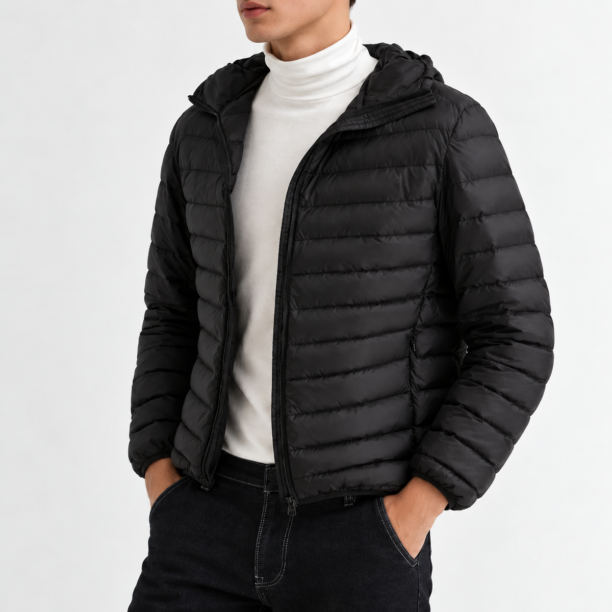 Orvane™ Men's Lightweight Down Jacket – Hooded Winter Puffer Coat