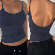 Orvane™ Women’s Backless Cami Top – Slim Fit Spaghetti Strap Sleeveless Summer Top