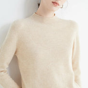 Orvane™ Women’s Mock Neck Knitted Jumper – Soft Long Sleeve Slim Fit Pullover Sweater