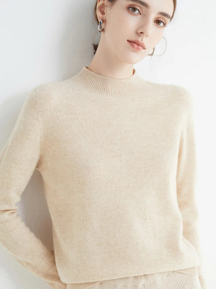 Orvane™ Women’s Mock Neck Knitted Jumper – Soft Long Sleeve Slim Fit Pullover Sweater