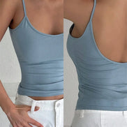 Orvane™ Women’s Backless Cami Top – Slim Fit Spaghetti Strap Sleeveless Summer Top