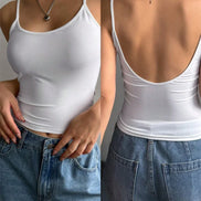 Orvane™ Women’s Backless Cami Top – Slim Fit Spaghetti Strap Sleeveless Summer Top