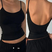 Orvane™ Women’s Backless Cami Top – Slim Fit Spaghetti Strap Sleeveless Summer Top