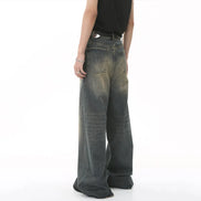 Orvane™ Men’s Vintage Washed Wide Leg Jeans – Loose Fit Straight Leg Denim Trousers