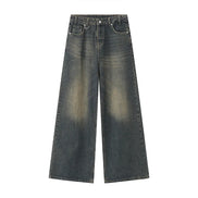Orvane™ Men’s Vintage Washed Wide Leg Jeans – Loose Fit Straight Leg Denim Trousers