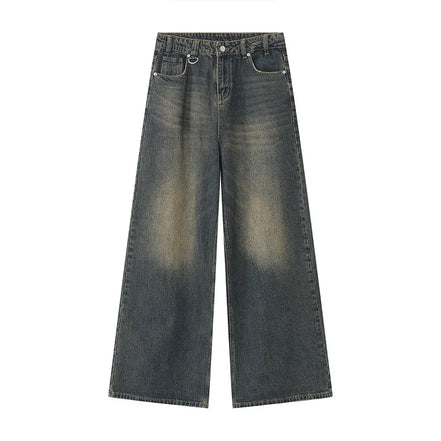Orvane™ Men’s Vintage Washed Wide Leg Jeans – Loose Fit Straight Leg Denim Trousers