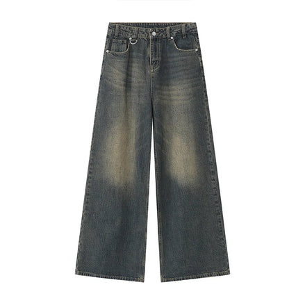 Orvane™ Men’s Vintage Washed Wide Leg Jeans – Loose Fit Straight Leg Denim Trousers