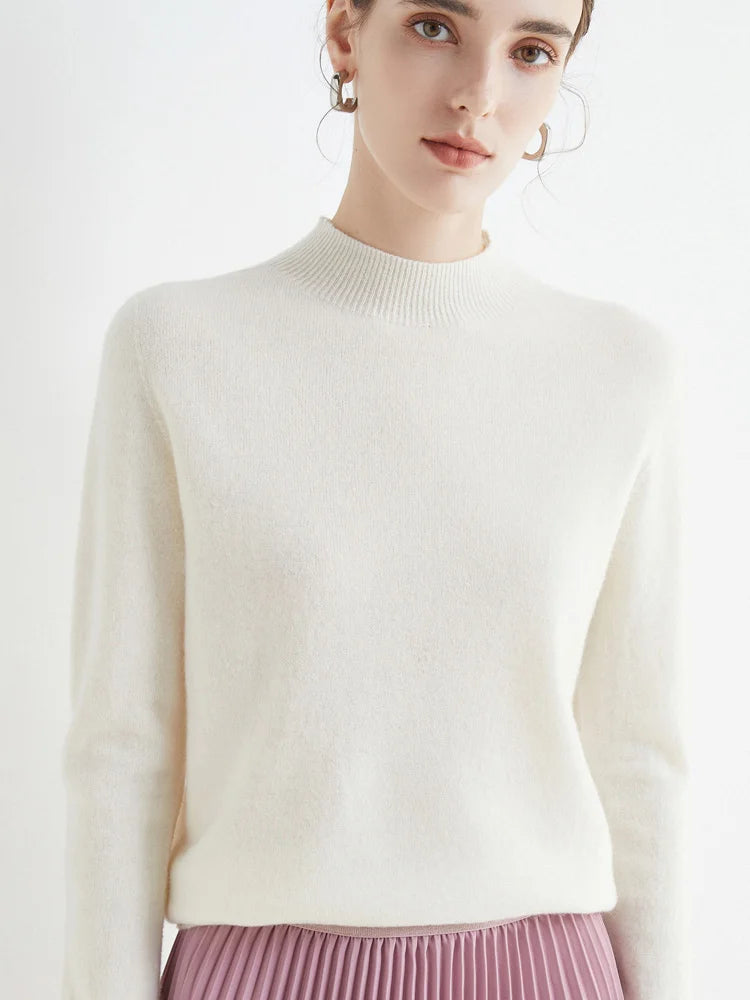 Orvane™ Women’s Mock Neck Knitted Jumper – Soft Long Sleeve Slim Fit Pullover Sweater