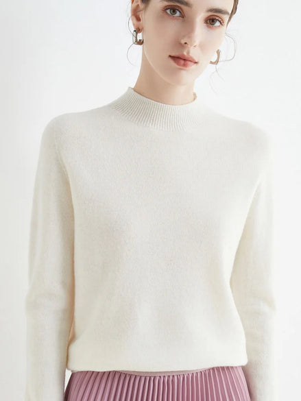 Orvane™ Women’s Mock Neck Knitted Jumper – Soft Long Sleeve Slim Fit Pullover Sweater