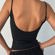 Orvane™ Women’s Backless Cami Top – Slim Fit Spaghetti Strap Sleeveless Summer Top
