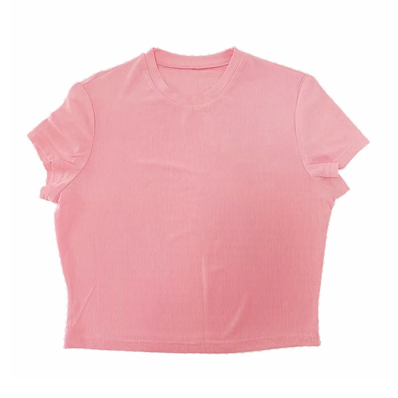 Orvane™ Women’s Ribbed Knit Slim Fit Crop Top – Short Sleeve T-Shirt