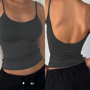 Orvane™ Women’s Backless Cami Top – Slim Fit Spaghetti Strap Sleeveless Summer Top