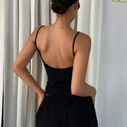 Orvane™ Women’s Backless Cami Top – Slim Fit Spaghetti Strap Sleeveless Summer Top
