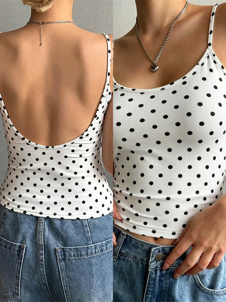Orvane™ Women’s Backless Cami Top – Slim Fit Spaghetti Strap Sleeveless Summer Top