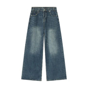 Orvane™ Men’s Vintage Washed Wide Leg Jeans – Loose Fit Straight Leg Denim Trousers