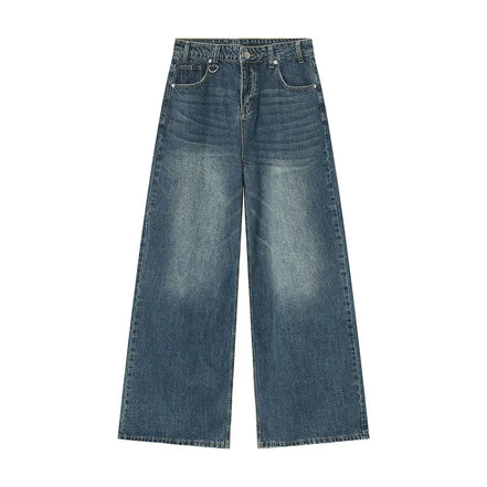 Orvane™ Men’s Vintage Washed Wide Leg Jeans – Loose Fit Straight Leg Denim Trousers