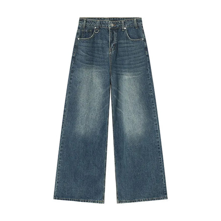 Orvane™ Men’s Vintage Washed Wide Leg Jeans – Loose Fit Straight Leg Denim Trousers