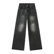 Orvane™ Men’s Vintage Washed Wide Leg Jeans – Loose Fit Straight Leg Denim Trousers