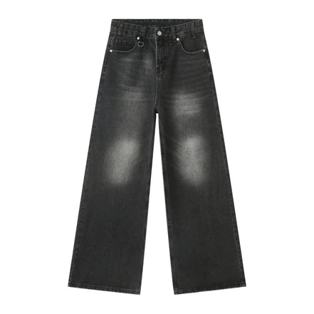 Orvane™ Men’s Vintage Washed Wide Leg Jeans – Loose Fit Straight Leg Denim Trousers