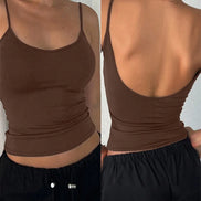 Orvane™ Women’s Backless Cami Top – Slim Fit Spaghetti Strap Sleeveless Summer Top