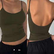 Orvane™ Women’s Backless Cami Top – Slim Fit Spaghetti Strap Sleeveless Summer Top