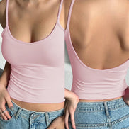 Orvane™ Women’s Backless Cami Top – Slim Fit Spaghetti Strap Sleeveless Summer Top