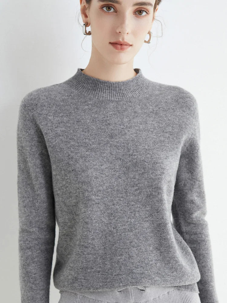 Orvane™ Women’s Mock Neck Knitted Jumper – Soft Long Sleeve Slim Fit Pullover Sweater